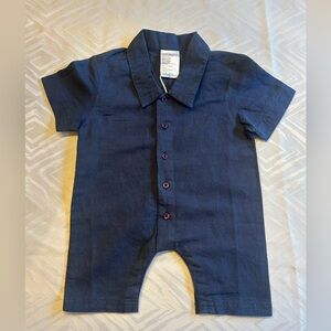 Boys Linen Buttondown Romper NWT